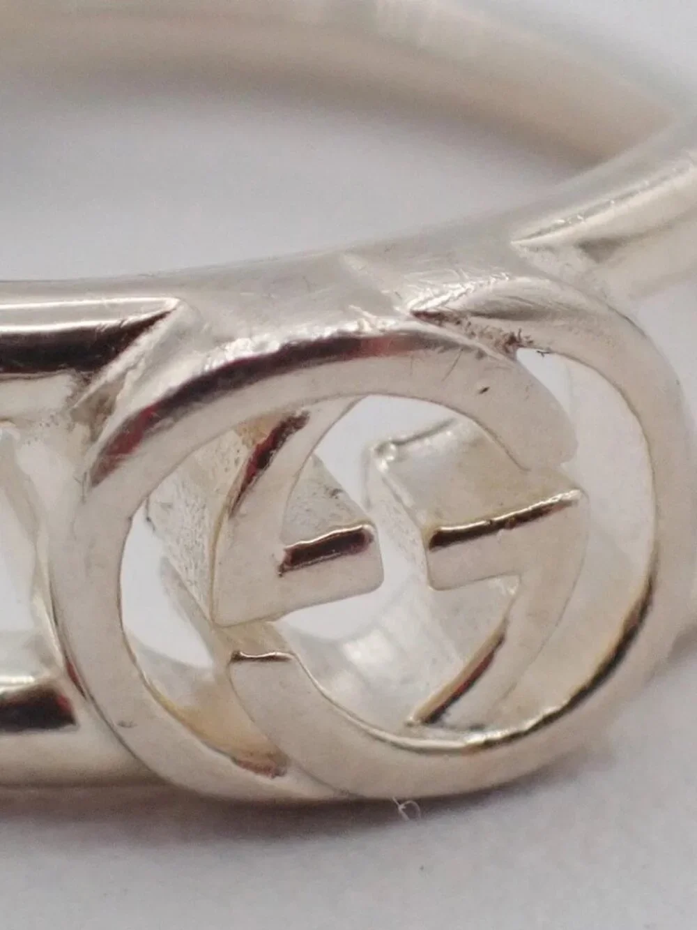GUCCI Interlocking G Logo Ring Silver 925 Size JP14 US7 Italy Accessory 60KC874 - Picture 8 of 11